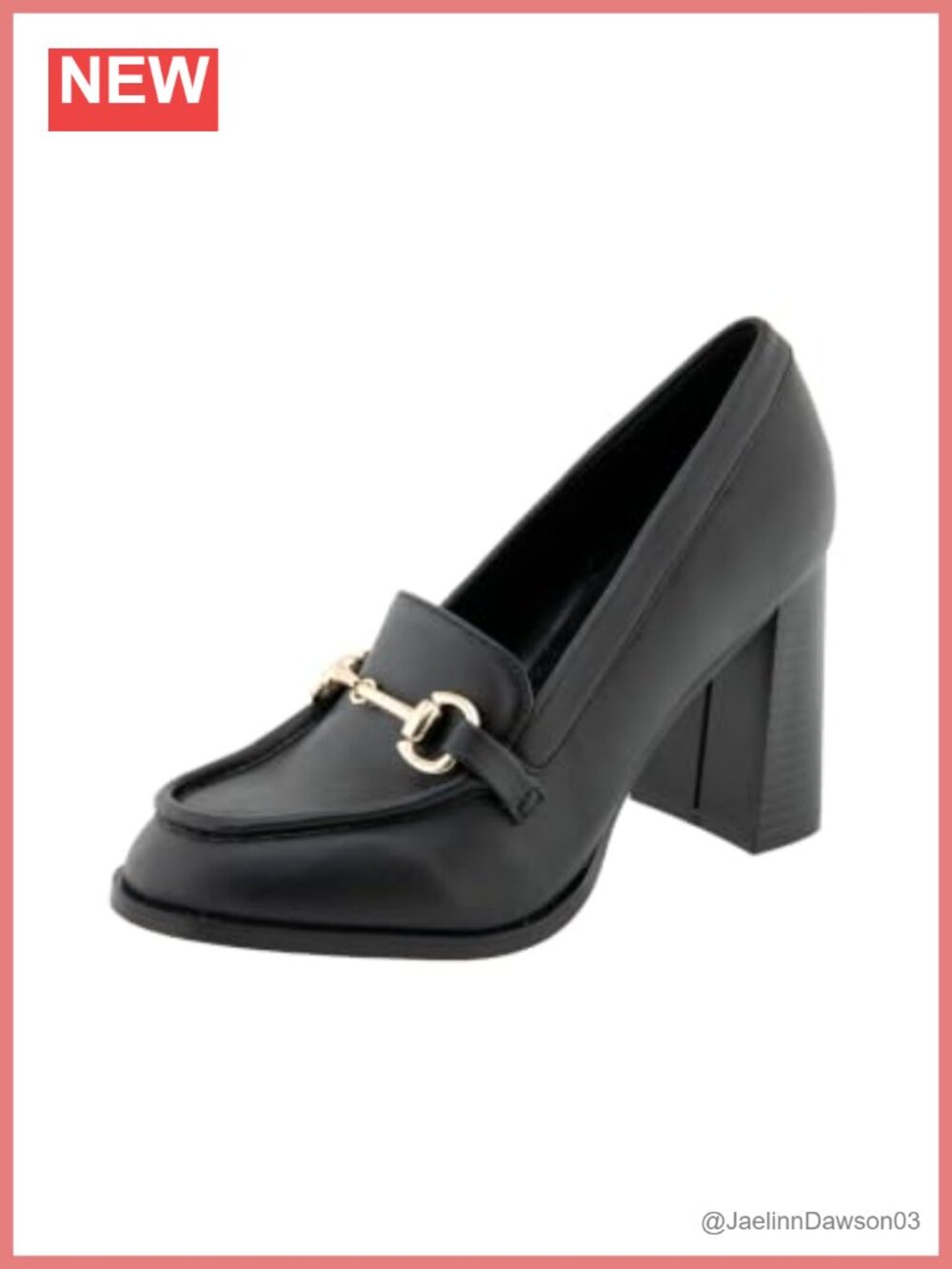 Loafer Pumps 3.5" Block Heel Almond Toe PU Women's